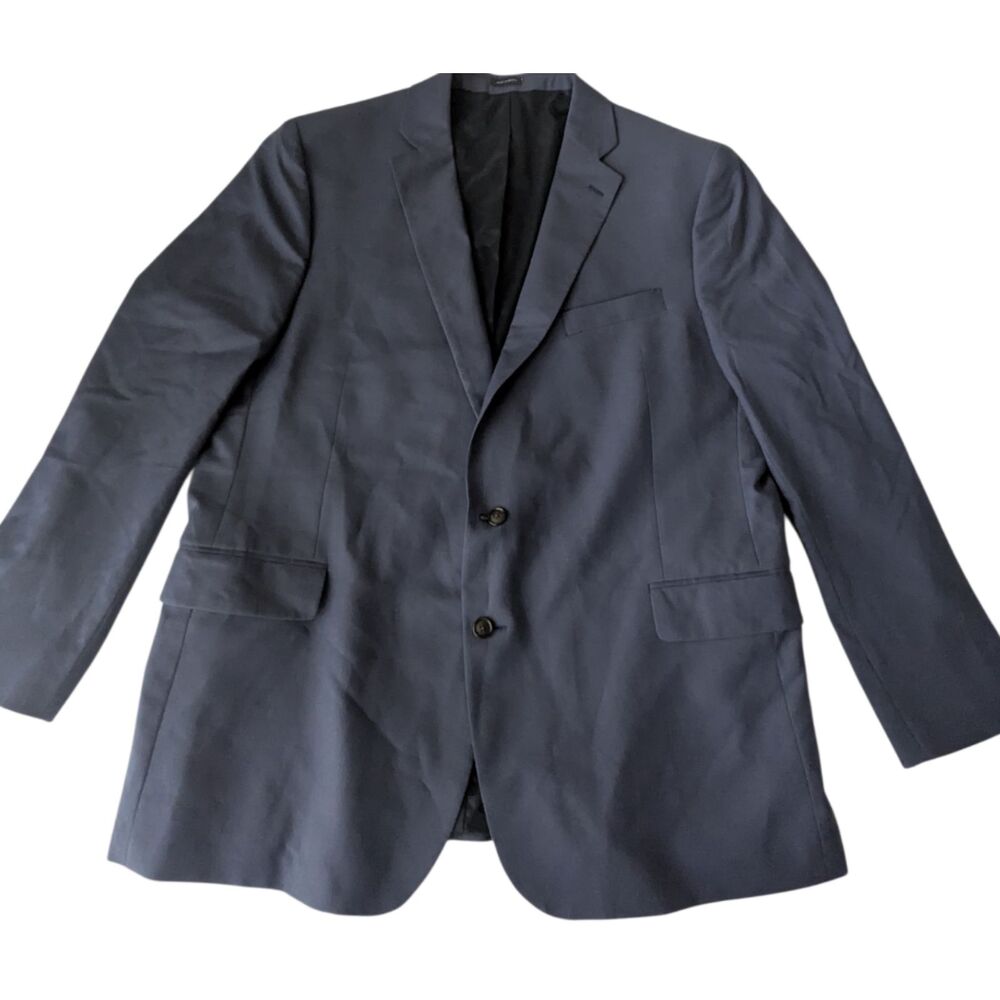 Stafford Wool Blazer 42R Navy Classic Fit 2 Button Suit Jacket Mens